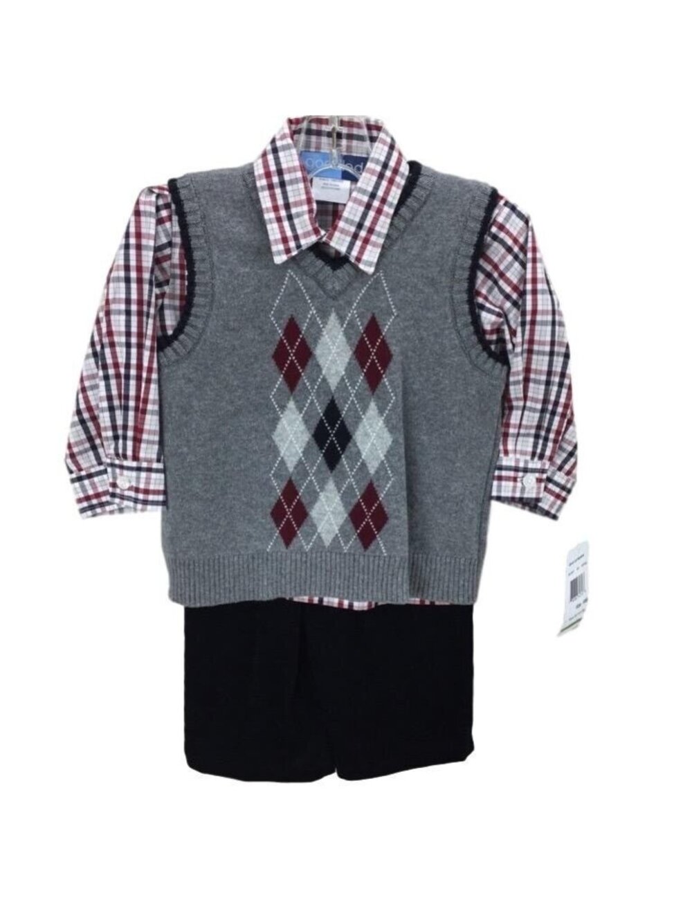 Good Lad Boys Outfit 18 M Sweater Vest Pant Toddler Black Red Gray 3 Pc